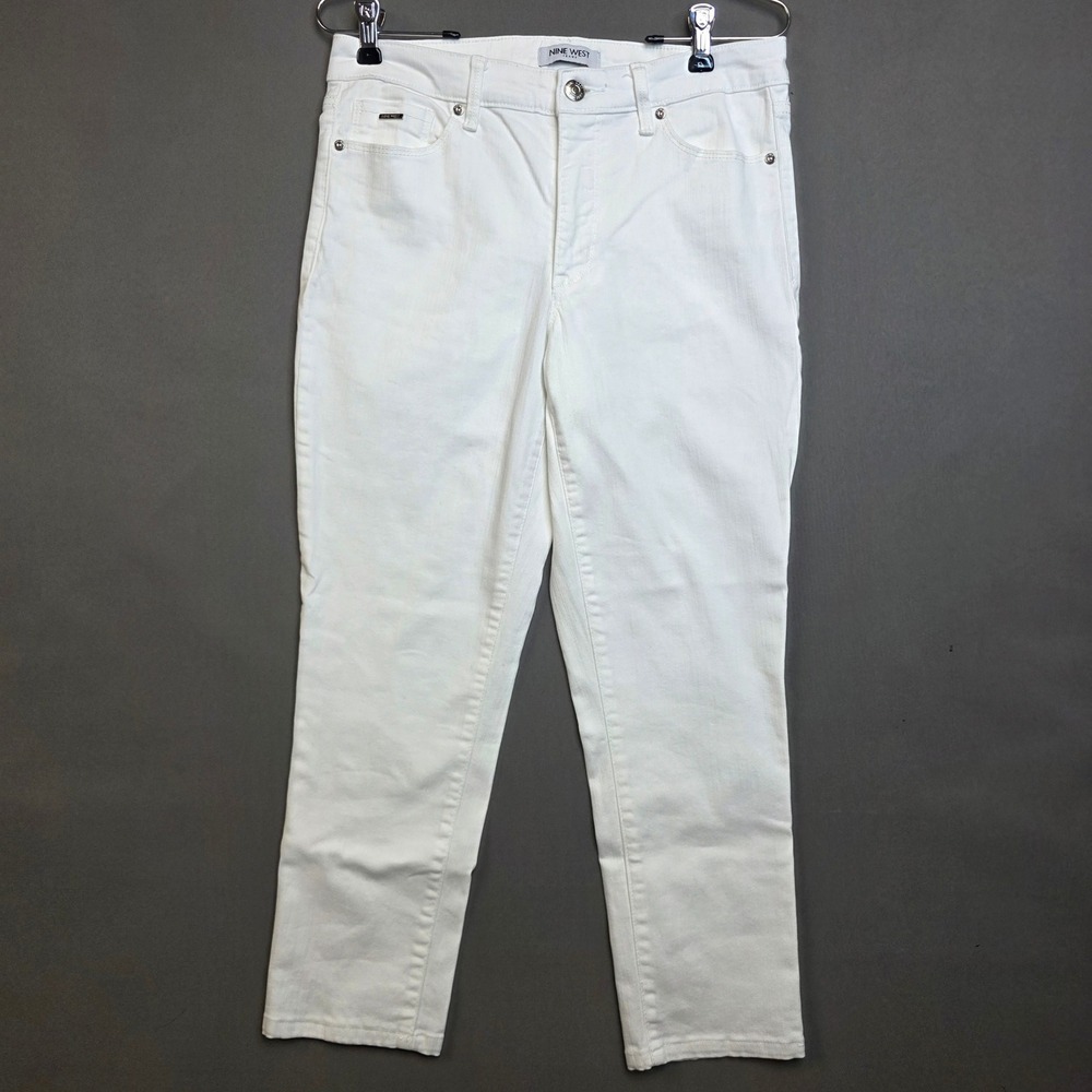 Nine West Jeans Women Gramercy Crop Straight Leg White 6